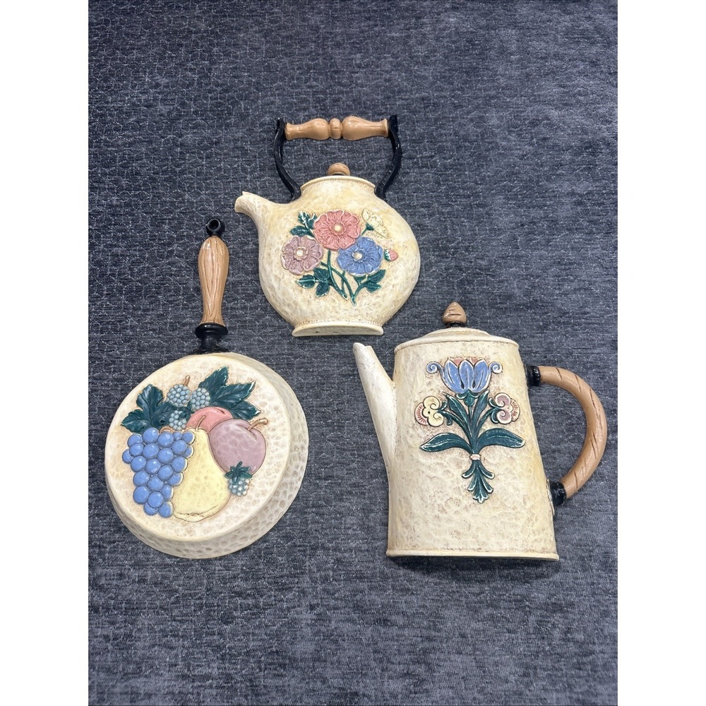 3 piece vintage 1995 set of Homco/Home Interiors kitchen wall decor plaques